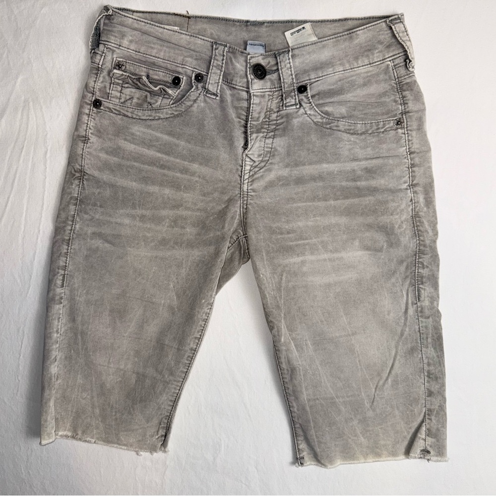 Men’s True Religion Washed Denim Cutoff Shorts Size 28 (stretch)
